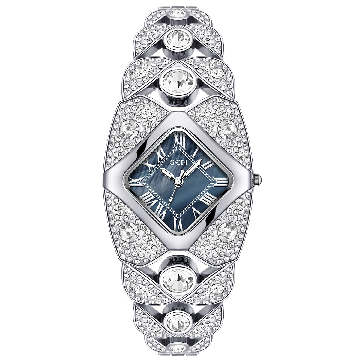 Silver and blue luxury women's watch from 2026 Nuevo Reloj para Mujer, with a sleek bracelet and elegant design.