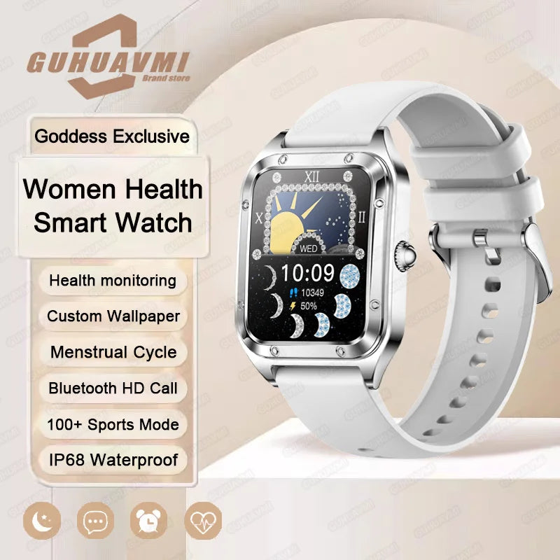 Silver women's smart watch with full touchscreen display from Corporación Turística, stylish and functional for 2026.