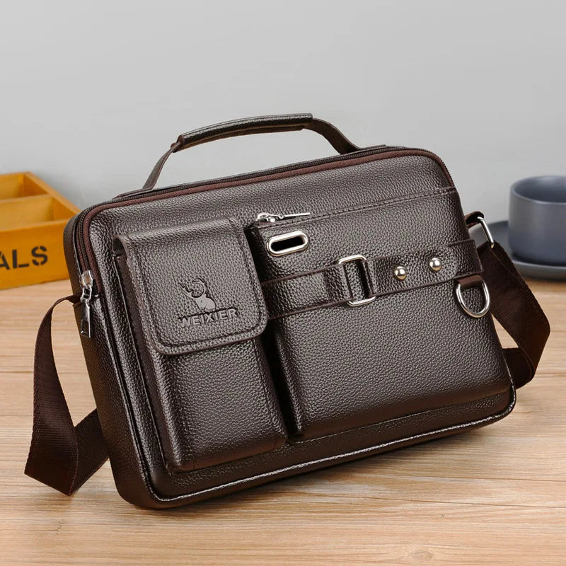 Men's shoulder bag by Corporación Turística, small PU leather crossbody bag with adjustable strap and sleek design.