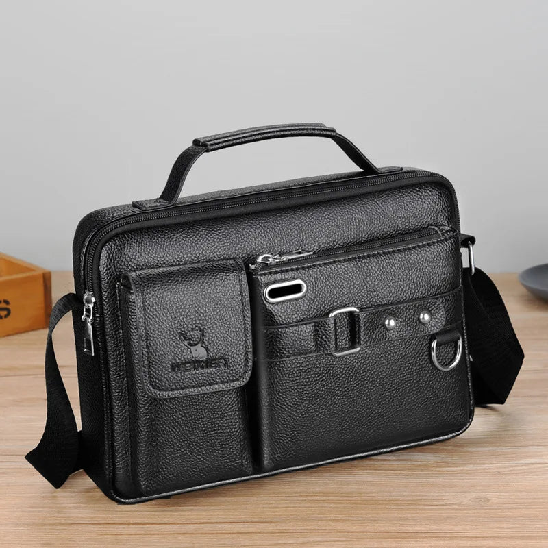Men's shoulder bag by Corporación Turística, PU leather crossbody bag with adjustable strap and compact design.