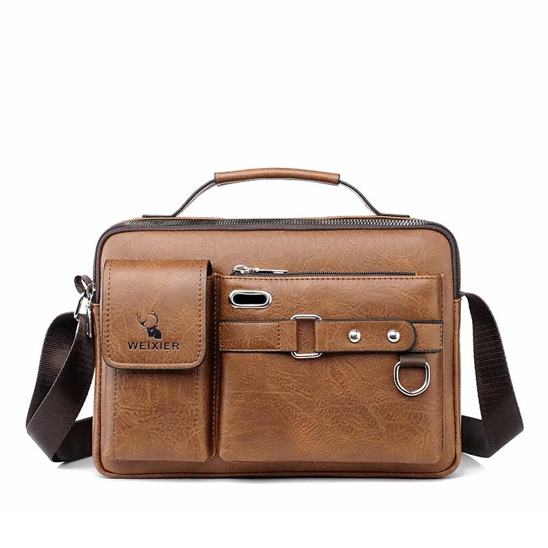 Men's shoulder bag by Corporación Turística, small leather PU crossbody bag with adjustable strap, stylish and practical for everyday use.
