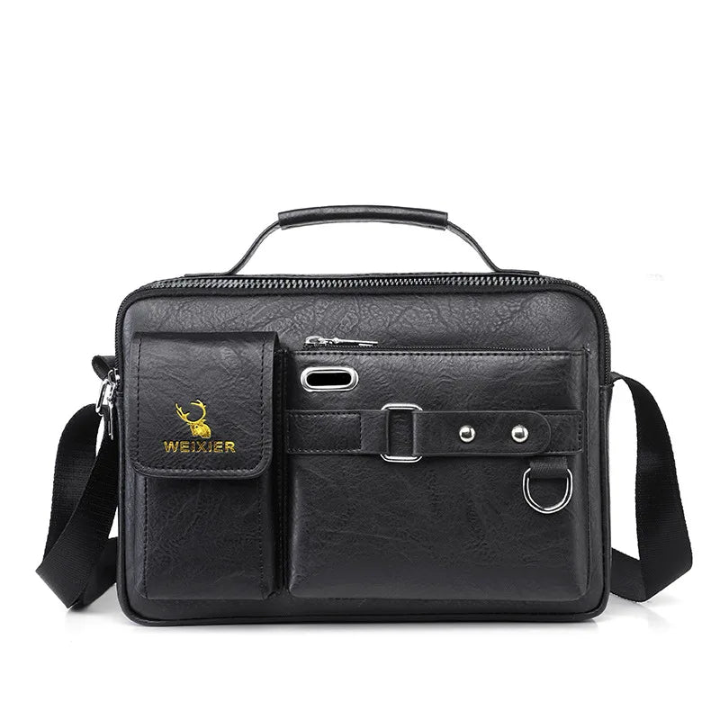 Leather men's shoulder bag and crossbody bag from Corporación Turística, compact PU leather design with adjustable strap.