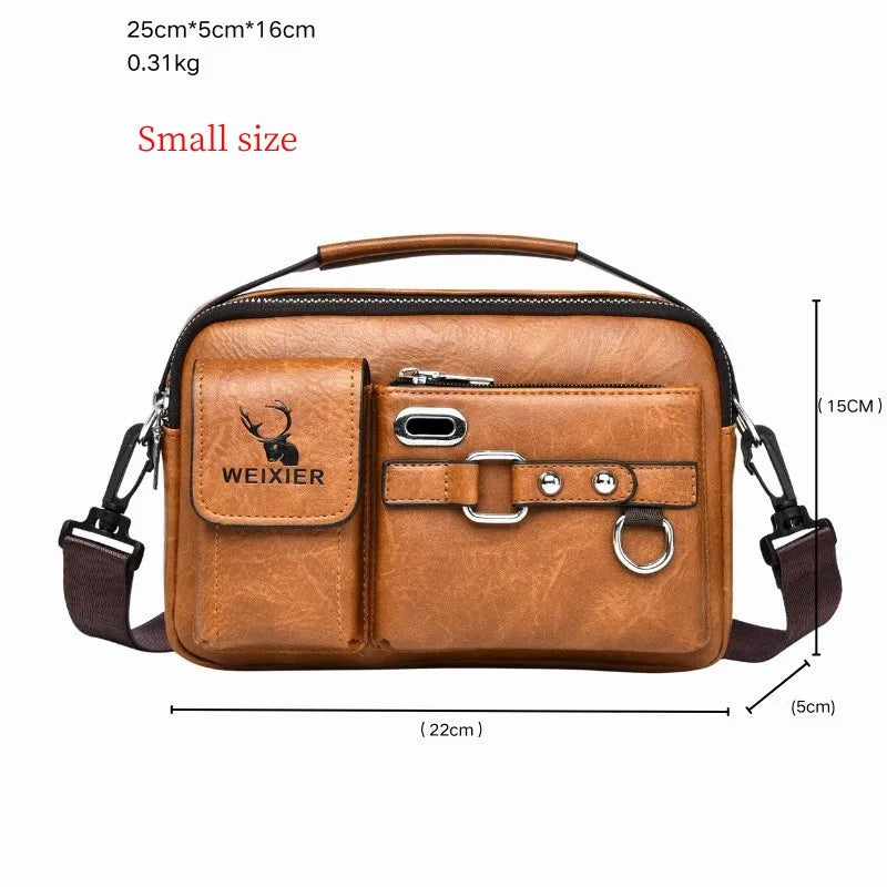 Men's shoulder bag by Corporación Turística, PU leather crossbody bag with adjustable strap and compact design.