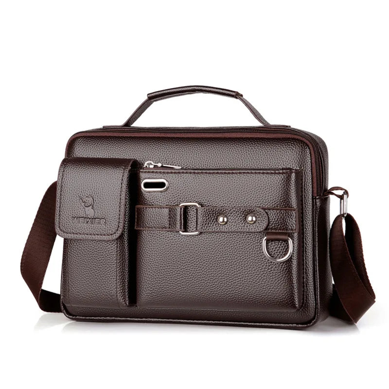 Men's shoulder bag by Corporación Turística, small leather PU crossbody bag with adjustable strap and compact design.