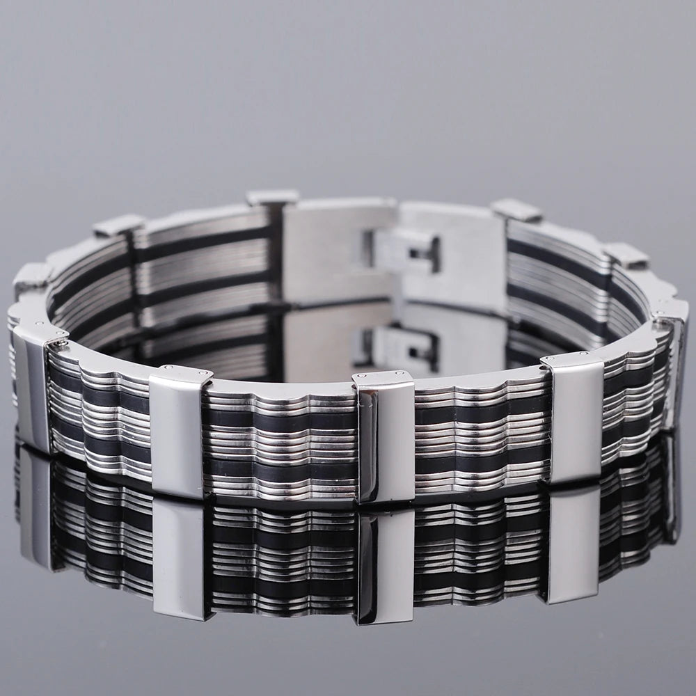 Men's jewelry accessory - 21cm bracelet or cuff bracelet with stylish design, made by Corporación Turística.