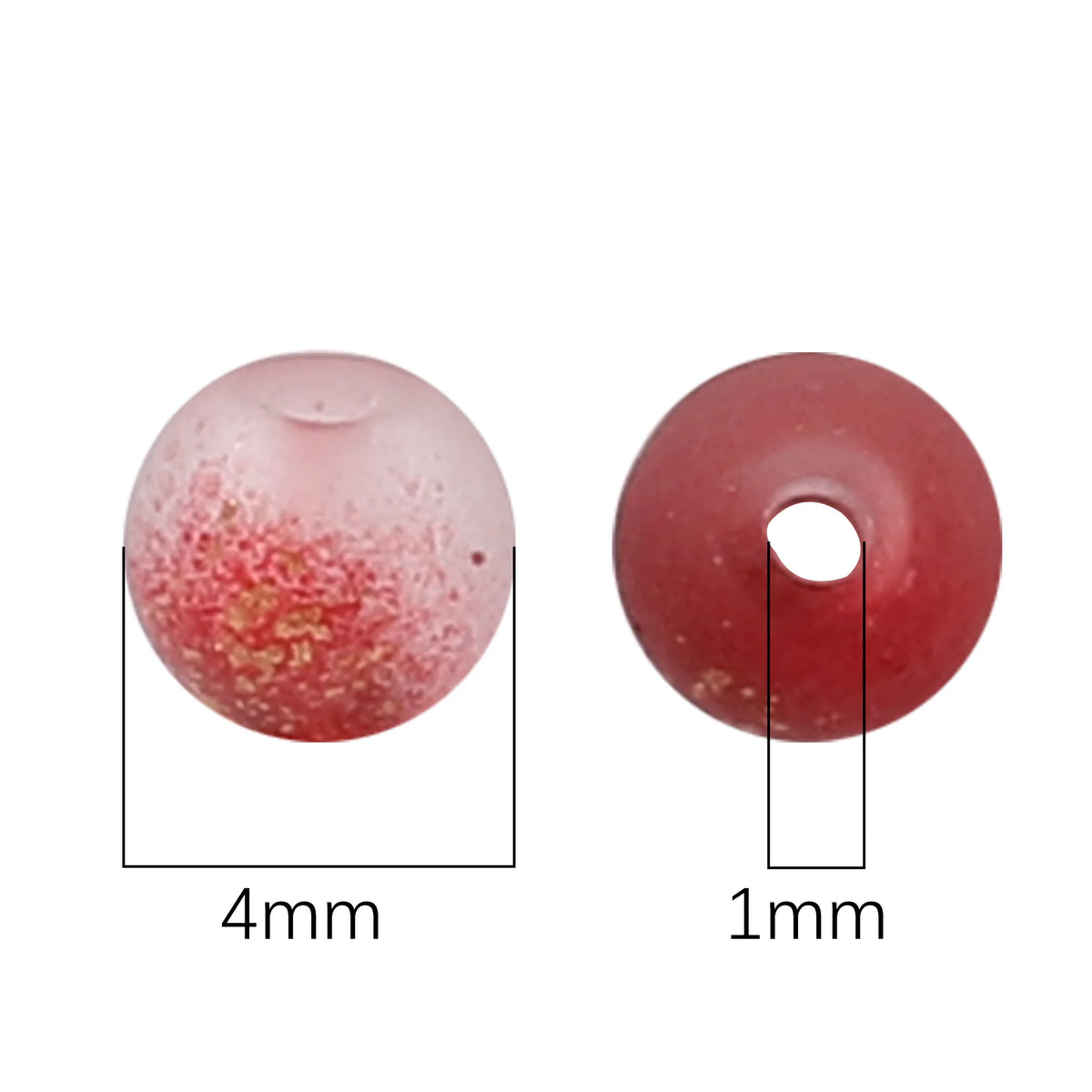 Set of 100 gold-splashed glass rice beads by Corporación Turística, small 4mm colorful decorative jewelry beads