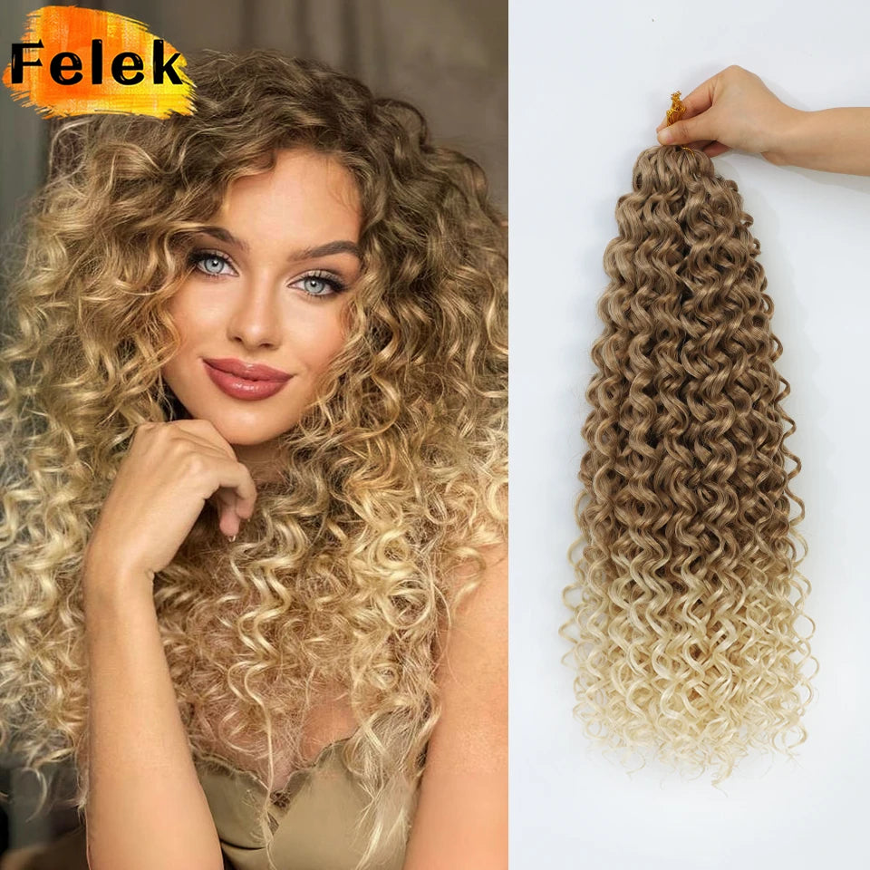 Trenzado de extensiones de cabello GoGo Curl para mujer, 18 pulgadas, 6 unidades, en color natural, con ondas y textura trenzada.