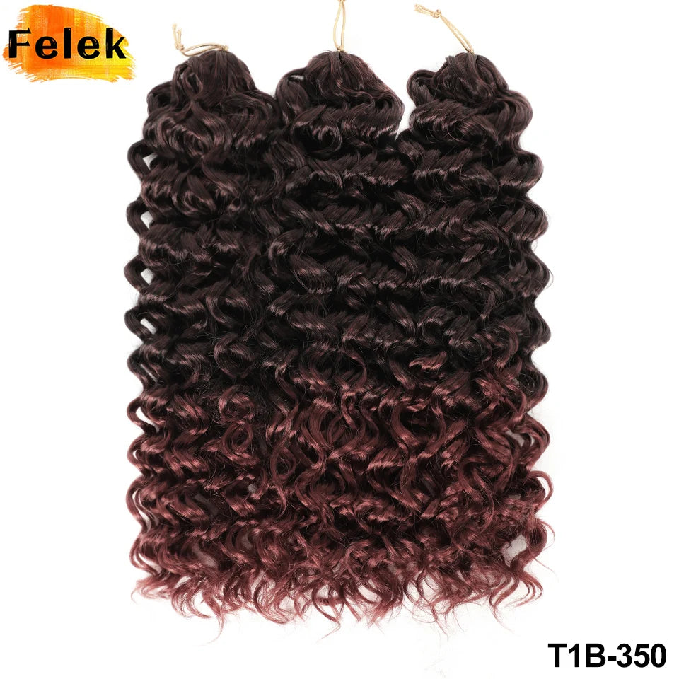 Six bundles of 18-inch GoGo Curl braided hair extensions for women, featuring natural black color and textured style.