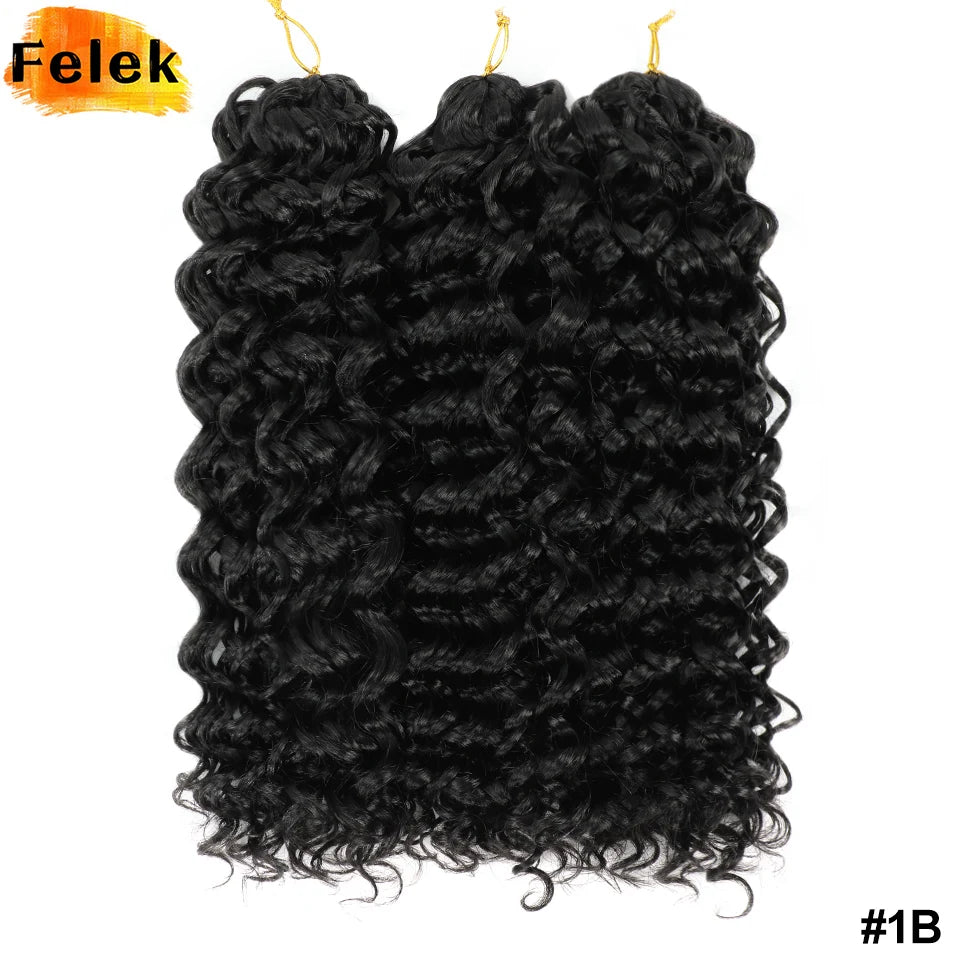 Six bundles of 18-inch black GoGo Curl braided hair extensions for women, displayed in a natural bundle arrangement.