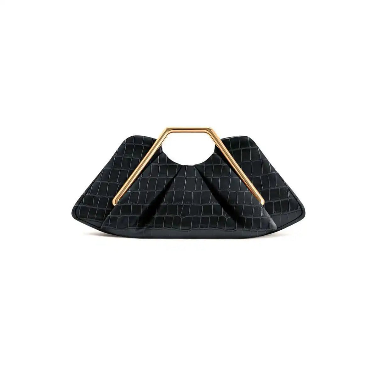 Soft black leather women's handbag with a cloud-shaped design, featuring textured leather and a sleek, modern look.