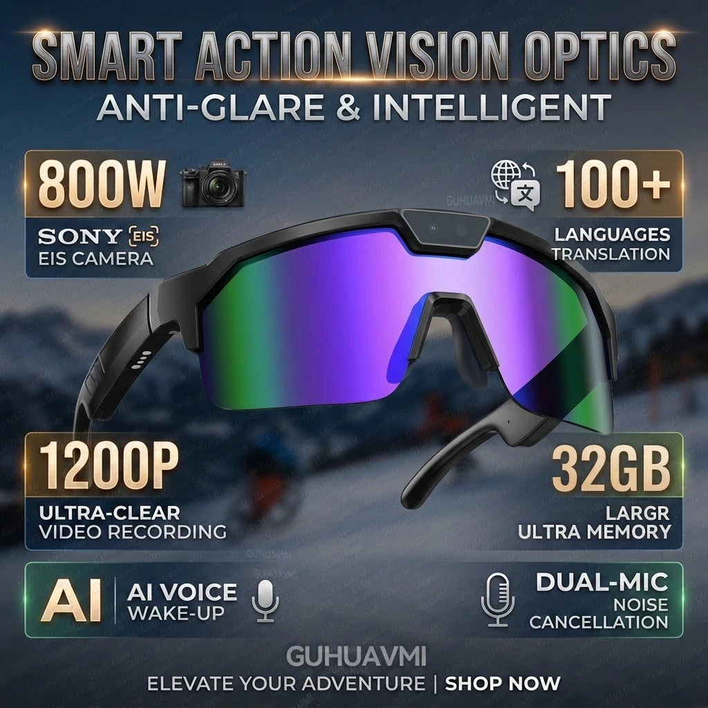 Nuevas gafas inteligentes con IA 2026 de Corporación Turística, con cámara 1200P y grabación 4K para captura de alta calidad.