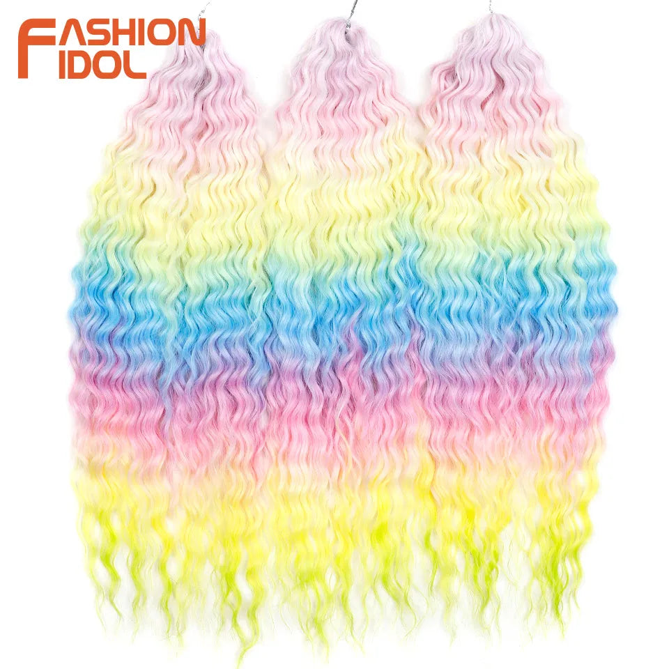 Synthetic fashion idol hair extensions by Corporación Turística, 24 inches long, 300g, featuring shiny, smooth synthetic hair.