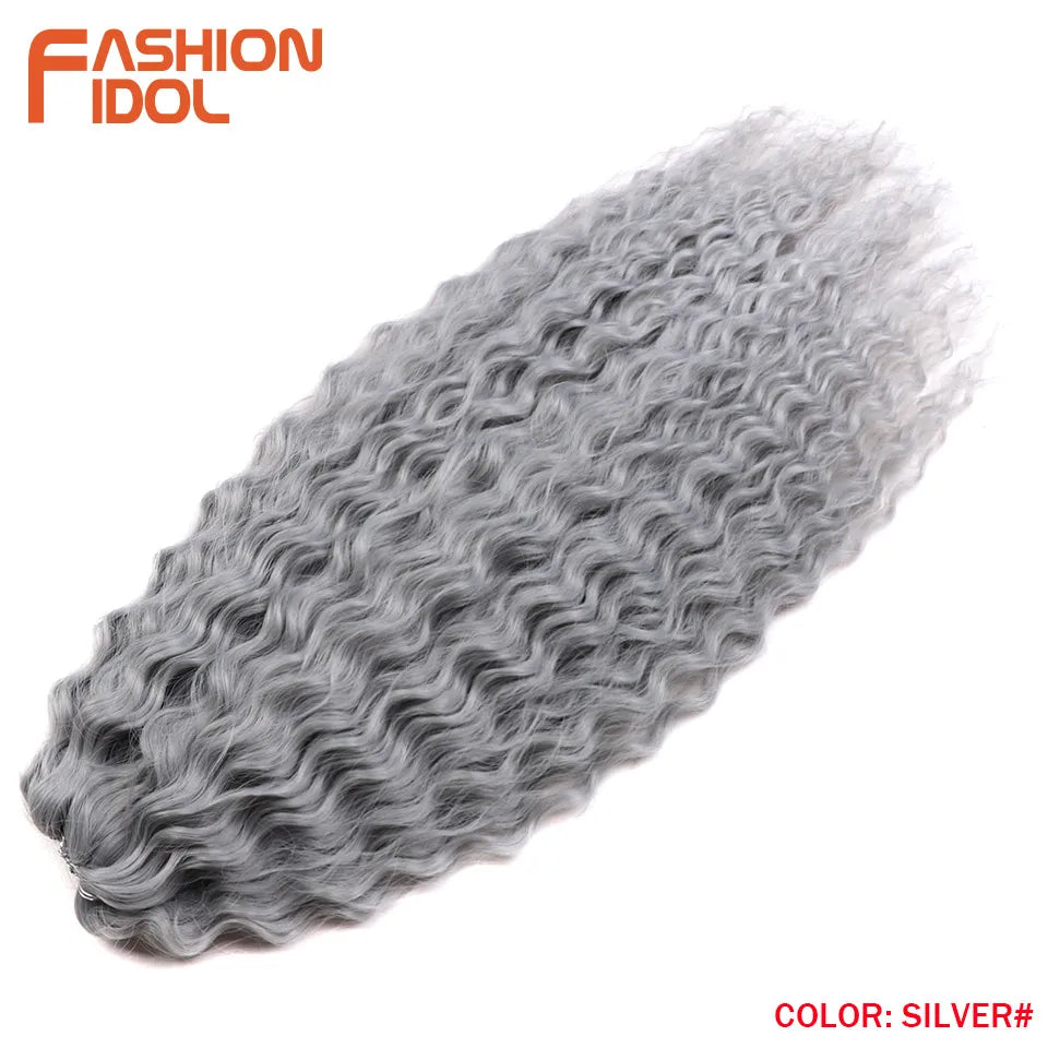 Synthetic hair extensions by Fashion Idol, 24 inches long, thick 300g, with natural-looking golden blonde color.