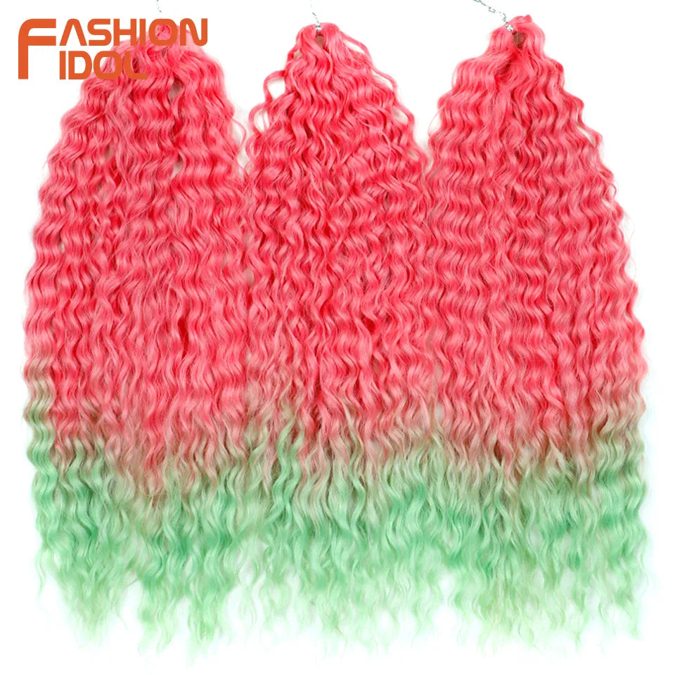 Synthetic hair extensions by Fashion Idol, 24 inches long, 300g, in natural hair color, displayed in a close-up image.