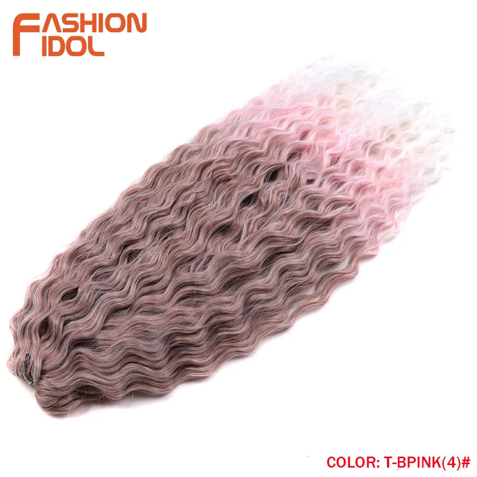 Synthetic hair extensions by FASHION IDOL, 24 inches long, 300g, featuring shiny, natural-looking hair in a vibrant style.