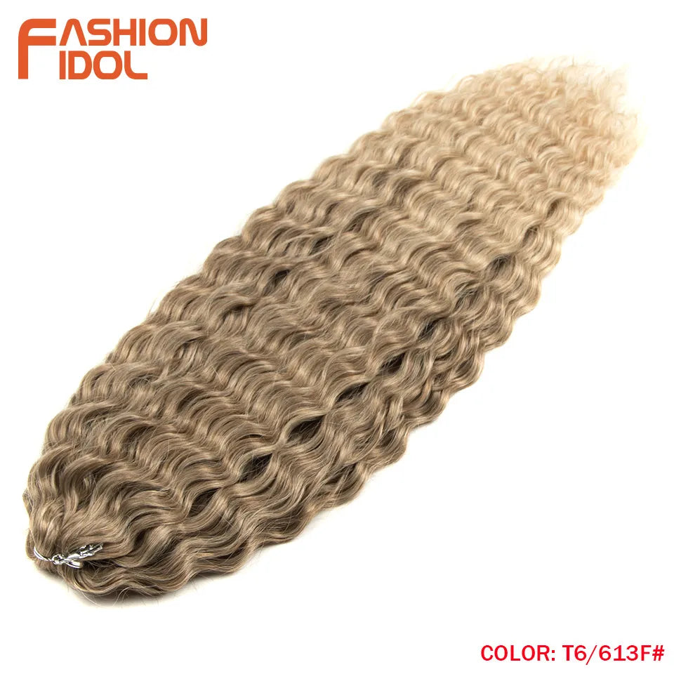 Synthetic hair extensions from Fashion Idol, 24-inch length, 300g, styled in natural-looking straight hair.