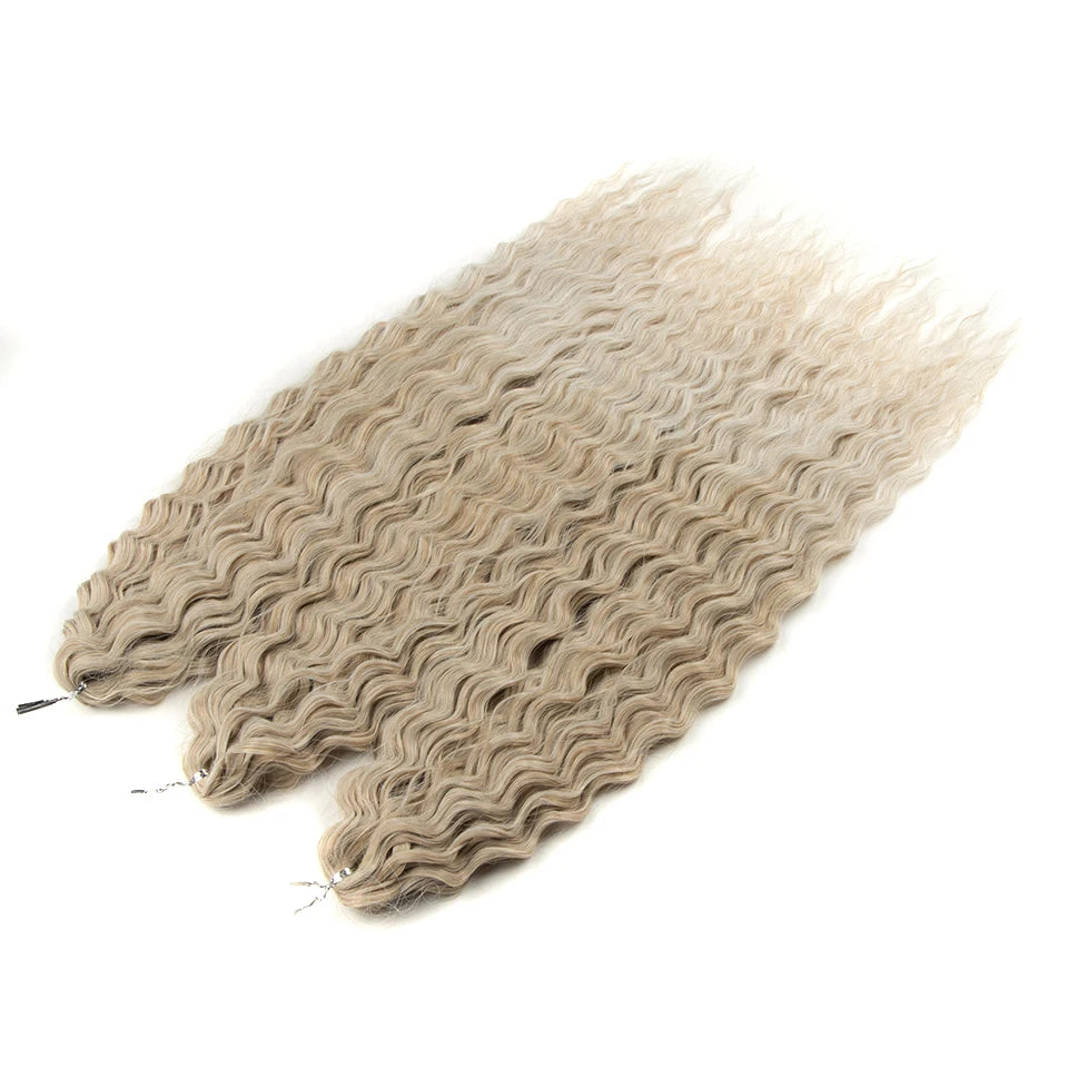 Synthetic hair extensions by Fashion Idol, 24 inches long, 300g, with natural-looking ga-style hair in a close-up shot.