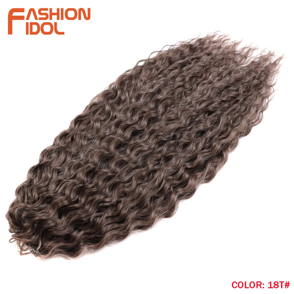Synthetic hair extensions by Fashion Idol, 24 inches long, 300g, in natural hair color, styled for a full, voluminous look.