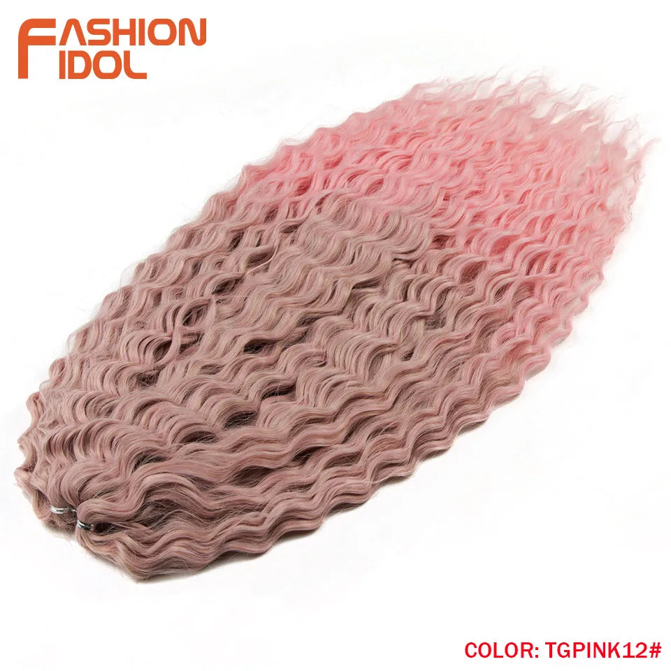 Synthetic hair extensions by Fashion Idol, 24 inches long, 300g, featuring shiny, natural-looking synthetic hair in a vibrant style.