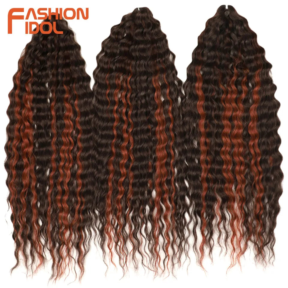 Synthetic hair extensions from Fashion Idol, 24 inches long, 300g, featuring natural-looking, shiny, and voluminous hair.