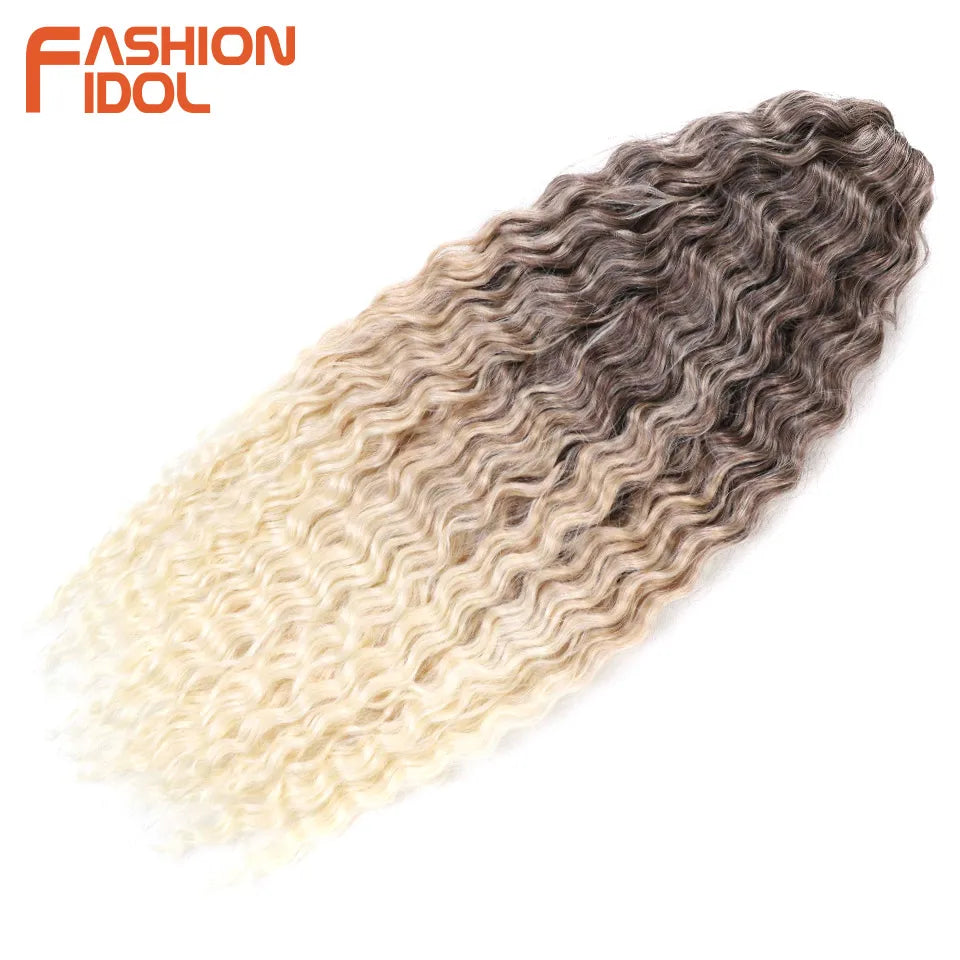 Synthetic hair extensions from Fashion Idol, 24 inches long, 300g, featuring natural-looking, glossy hair in a rich style.