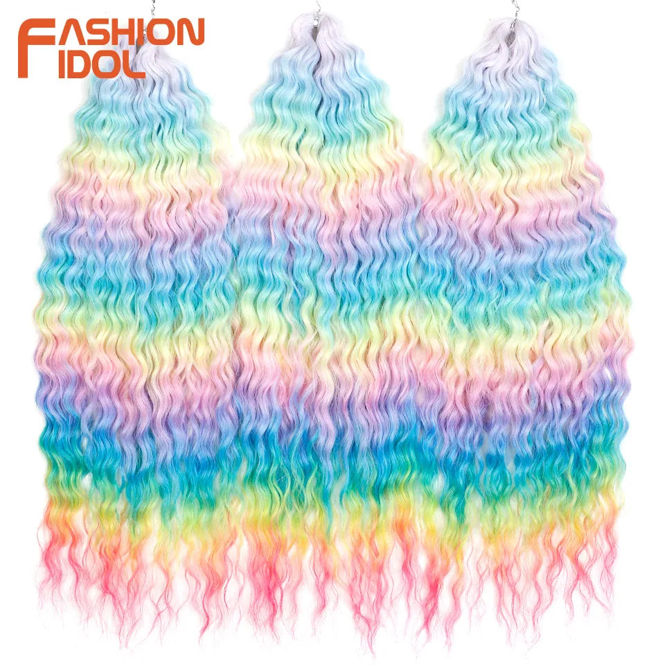 Synthetic hair extensions by Fashion Idol, 24 inches long, 300g, featuring natural-looking, wavy synthetic hair from Corporación Turística.