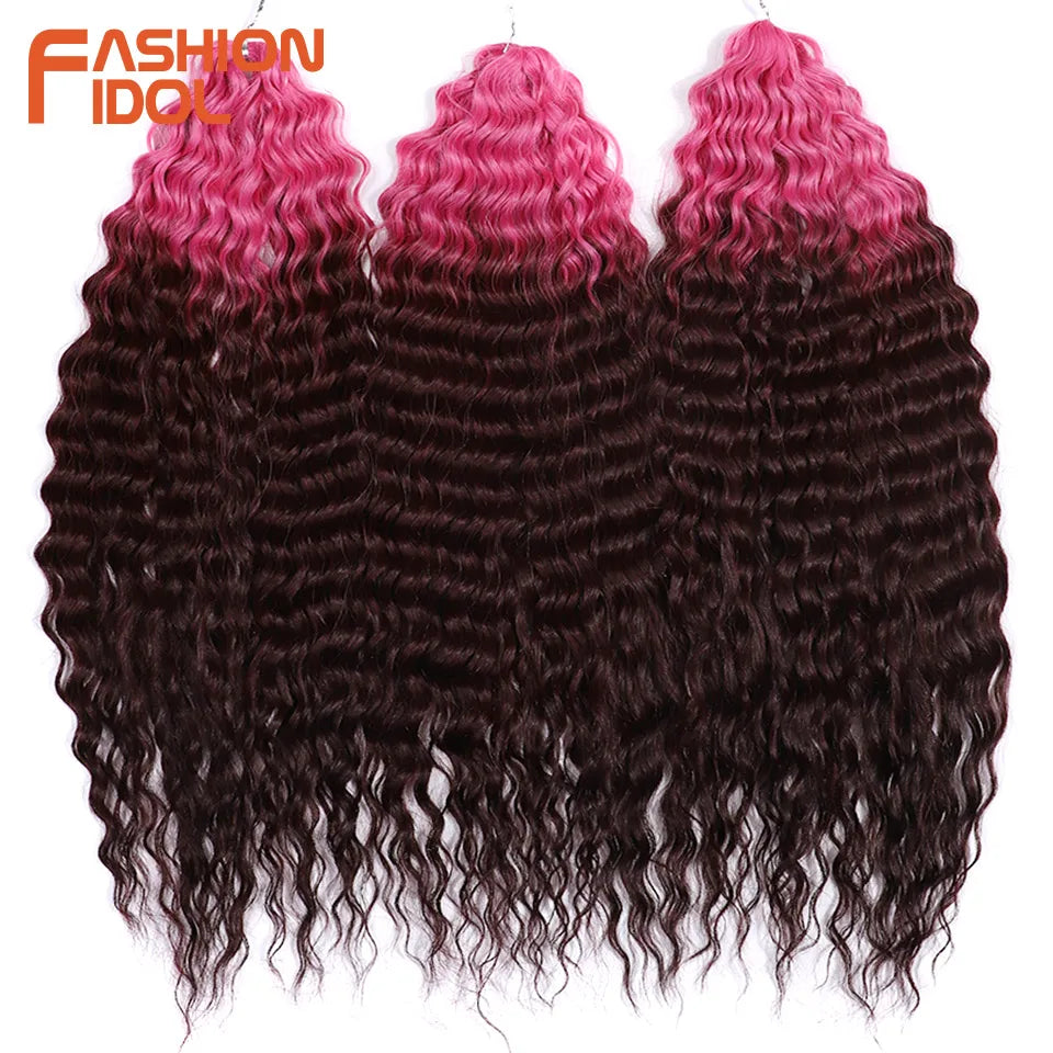 Synthetic hair extensions by Fashion Idol, 24-inch long, 300g, featuring natural-looking, wavy synthetic hair in a stylish design.