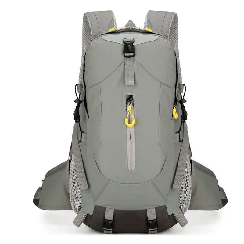 Outdoor men's hiking backpack by Corporación Turística, green mountaineering bag with multiple compartments for outdoor adventures.