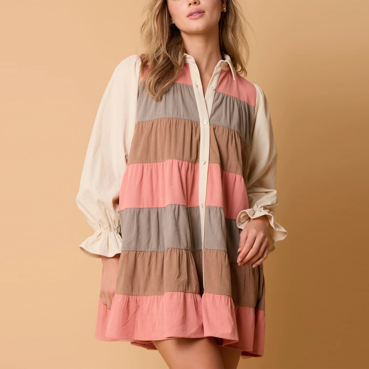 Green plaid women's minivestido camisero by Corporación Turística, lightweight and stylish with a classic button-down design.