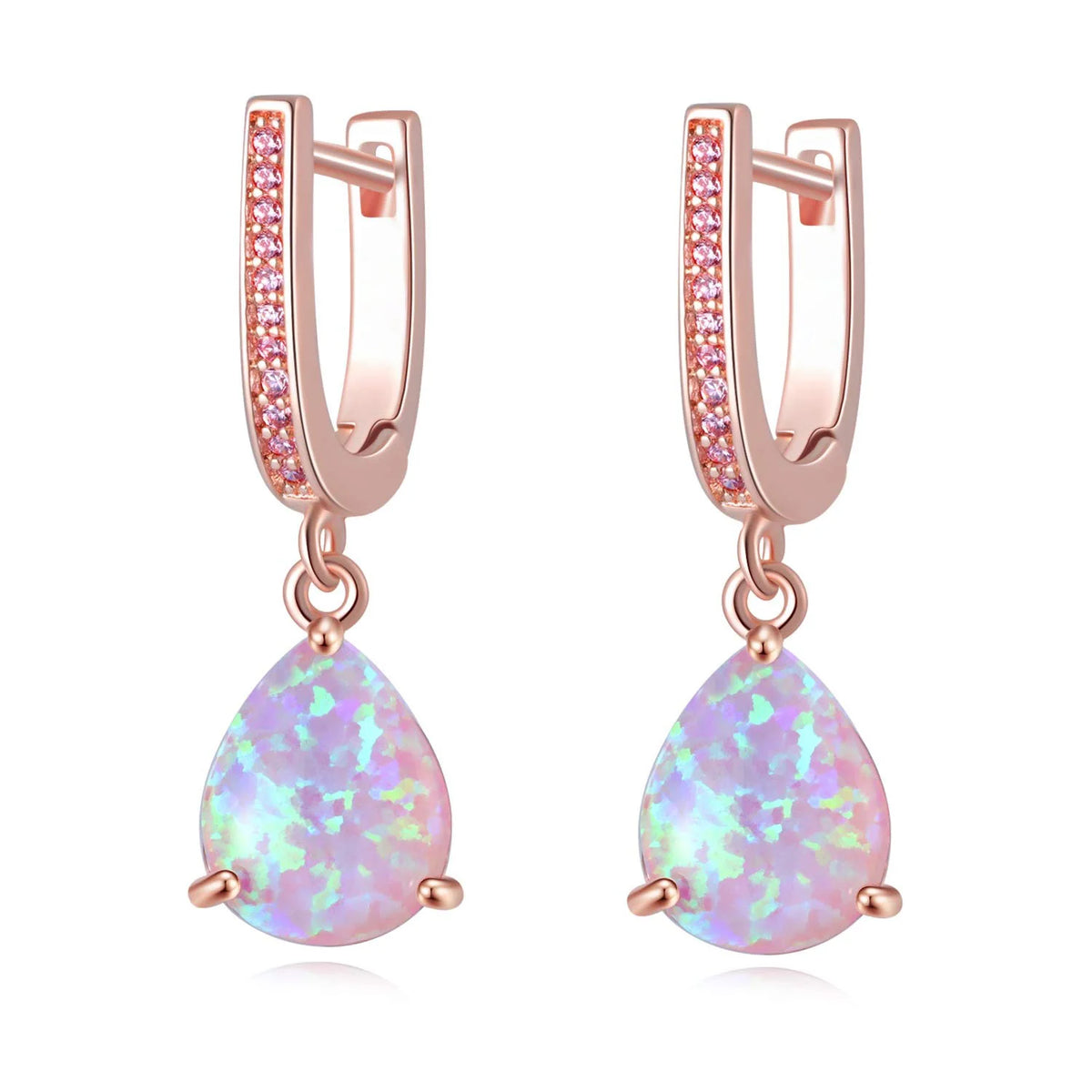 Green fire opal pendant earrings for women featuring teardrop-shaped gemstones in silver settings.