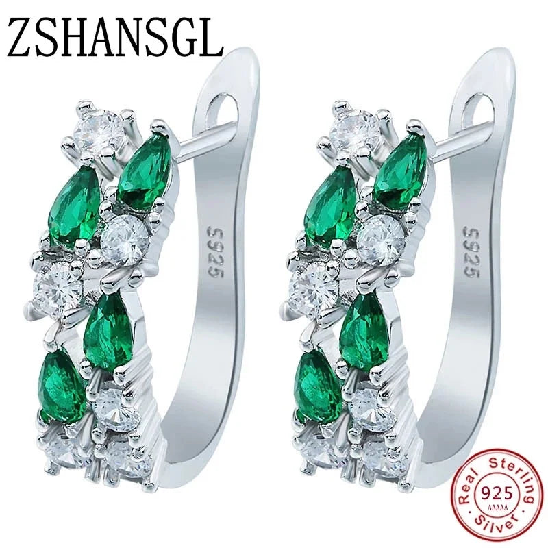 Sterling silver 925 earrings from Corporación Turística, stylish and elegant jewelry for women, green design, wholesale lot