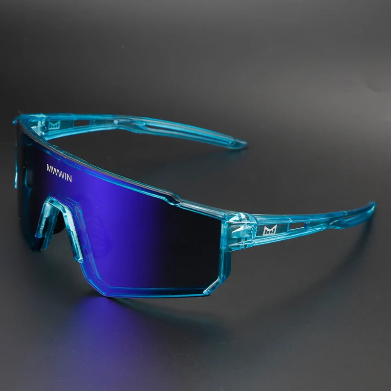 Fashionable men's cycling sunglasses from MWWIN by Corporación Turística with sleek black frames and UV-protective lenses.