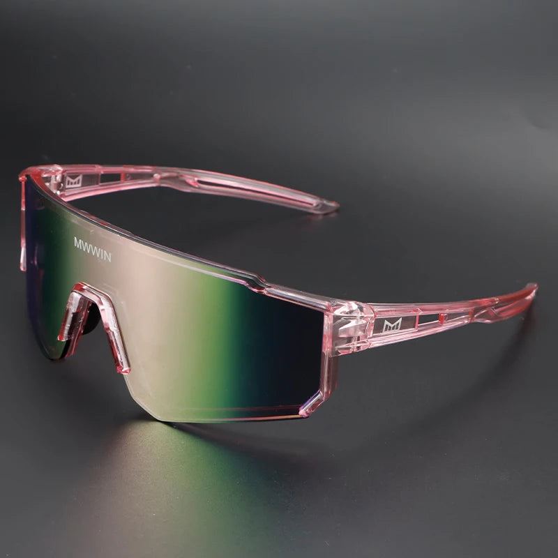 Stylish men's cycling sunglasses by MWWIN with black frames and tinted lenses, designed for outdoor riding activities.