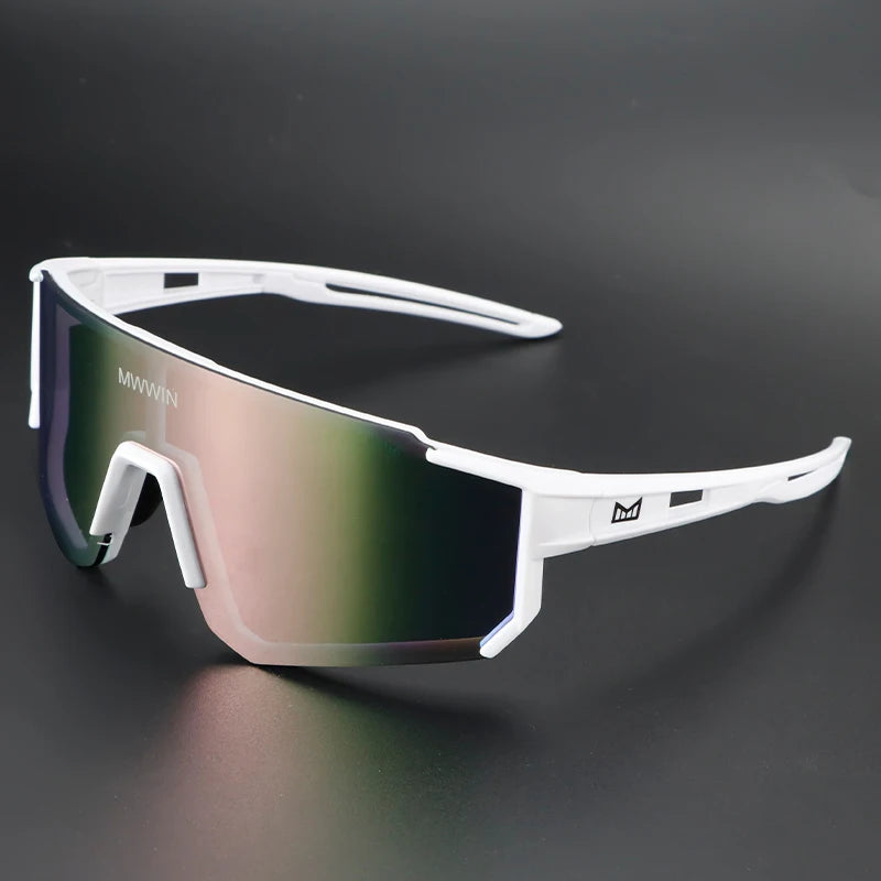Stylish MWWIN cycling sunglasses for men with sleek black frames and tinted lenses, designed for outdoor cycling activities.