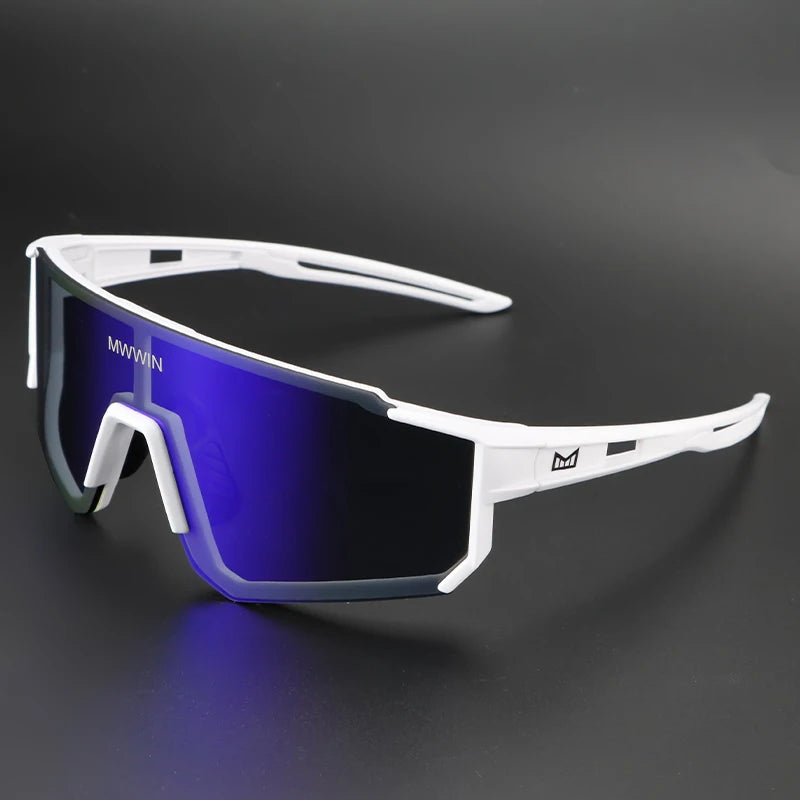 Stylish MWWIN cycling sunglasses for men with sporty design and UV protection, ideal for outdoor cycling activities.
