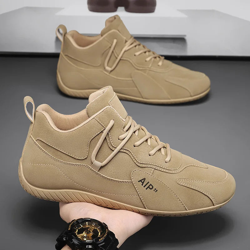 Black high-top casual men's sneakers by Corporación Turística, stylish loafers and sports shoes for everyday wear.