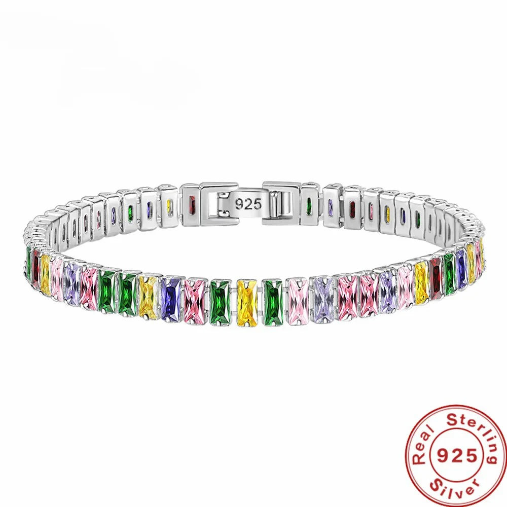 Sterling silver bracelet with crystal accents, featuring intricate design and craftsmanship, perfect for elegant wear.