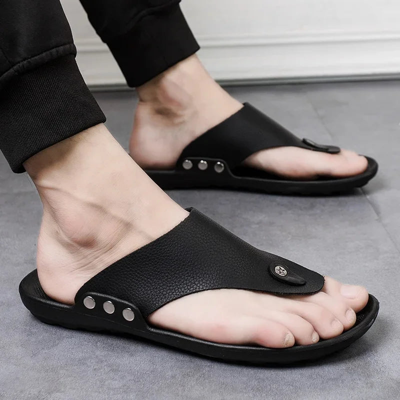 White YRZL men's summer sandals or flip-flops by Corporación Turística, featuring a comfortable slip-on design for warm weather.