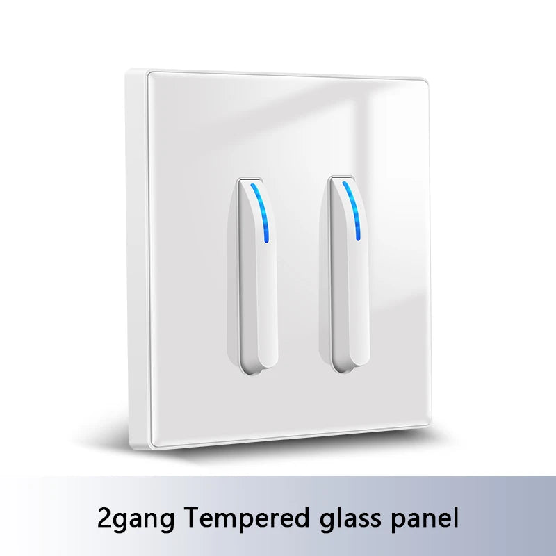 White 4-gang 2-way wall light switch panel by Corporación Turística with internal switch design.