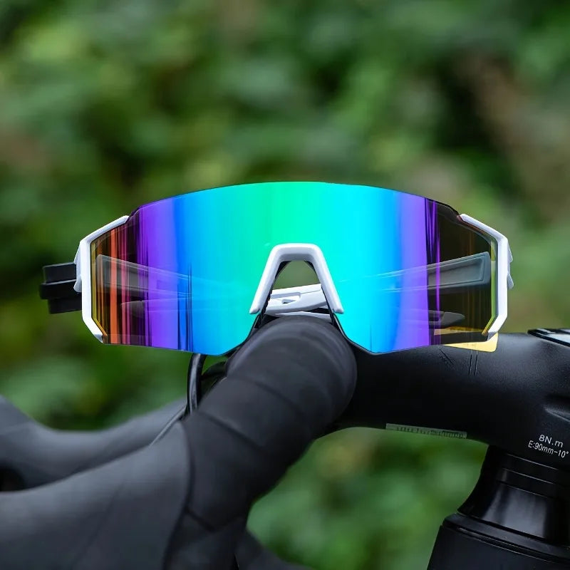 Lightweight men's fashion glasses with large white-green frames from Corporación Turística, stylish and modern eyewear.