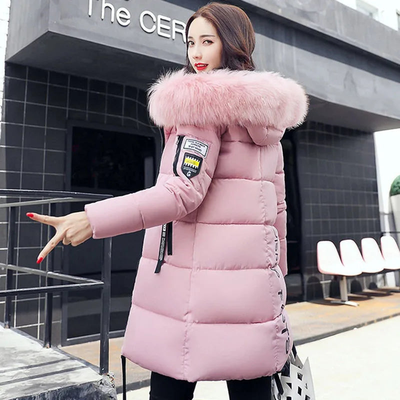 Winter women's parka coat with fur collar by Corporación Turística, white, warm, and stylish for cold weather.