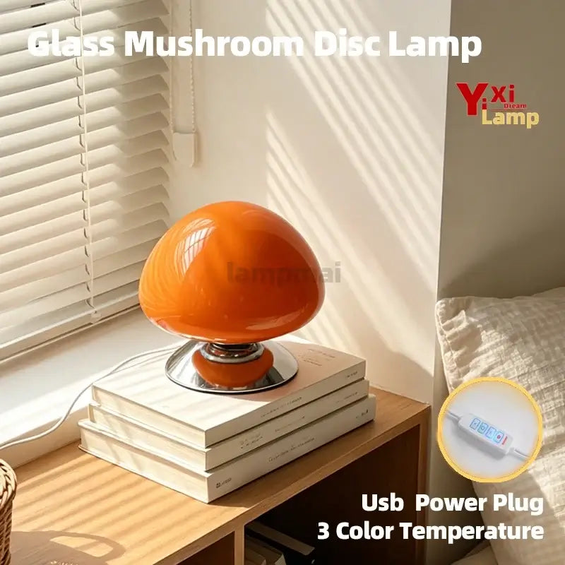 Murano glass table lamp with a disc-shaped design, featuring clear crystal and a sleek, modern appearance.