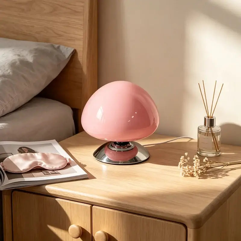 Murano glass table lamp with a round disco shape, clear crystal design, and elegant finish, ideal for stylish home decor.