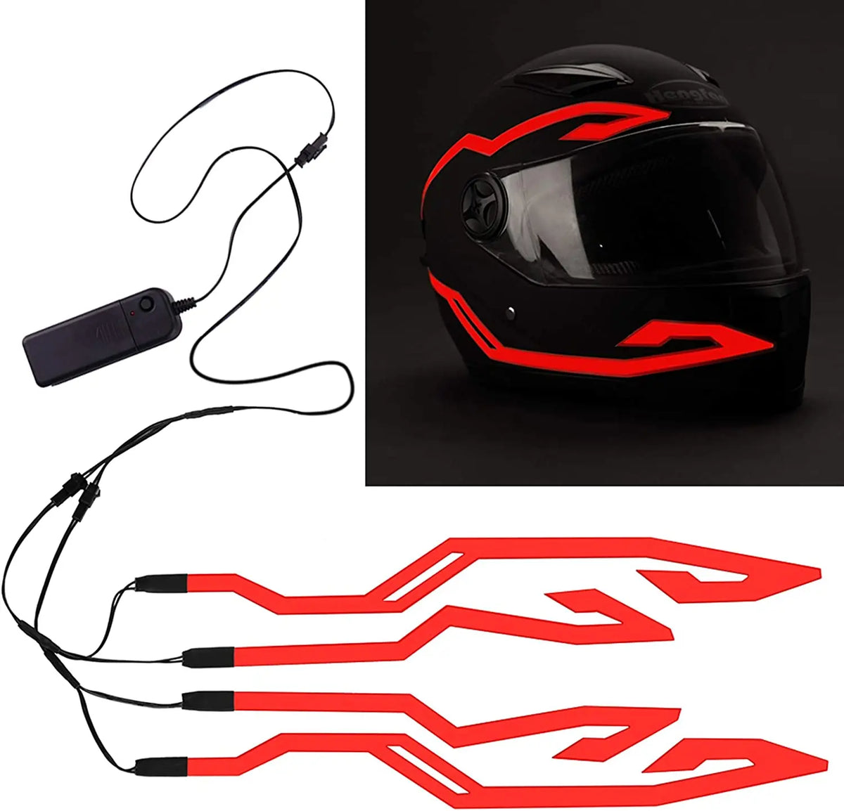 White motorcycle helmet signal light by Corporación Turística with built-in LED, designed for visibility and safety during rides.