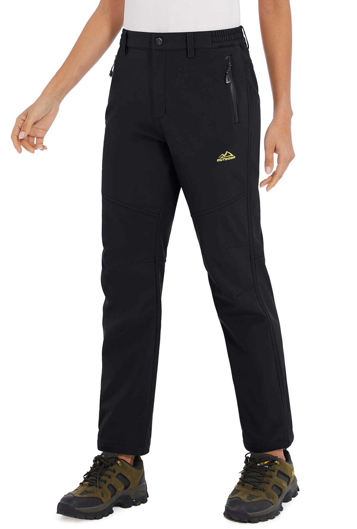 White women's winter waterproof pants by Tacvasen, featuring a comfortable fit and durable, weather-resistant material.