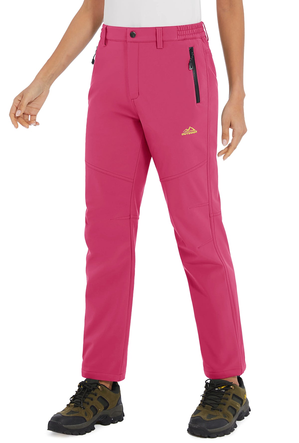 White women's winter waterproof pants by Tacvasen, designed for outdoor activities and cold weather protection.