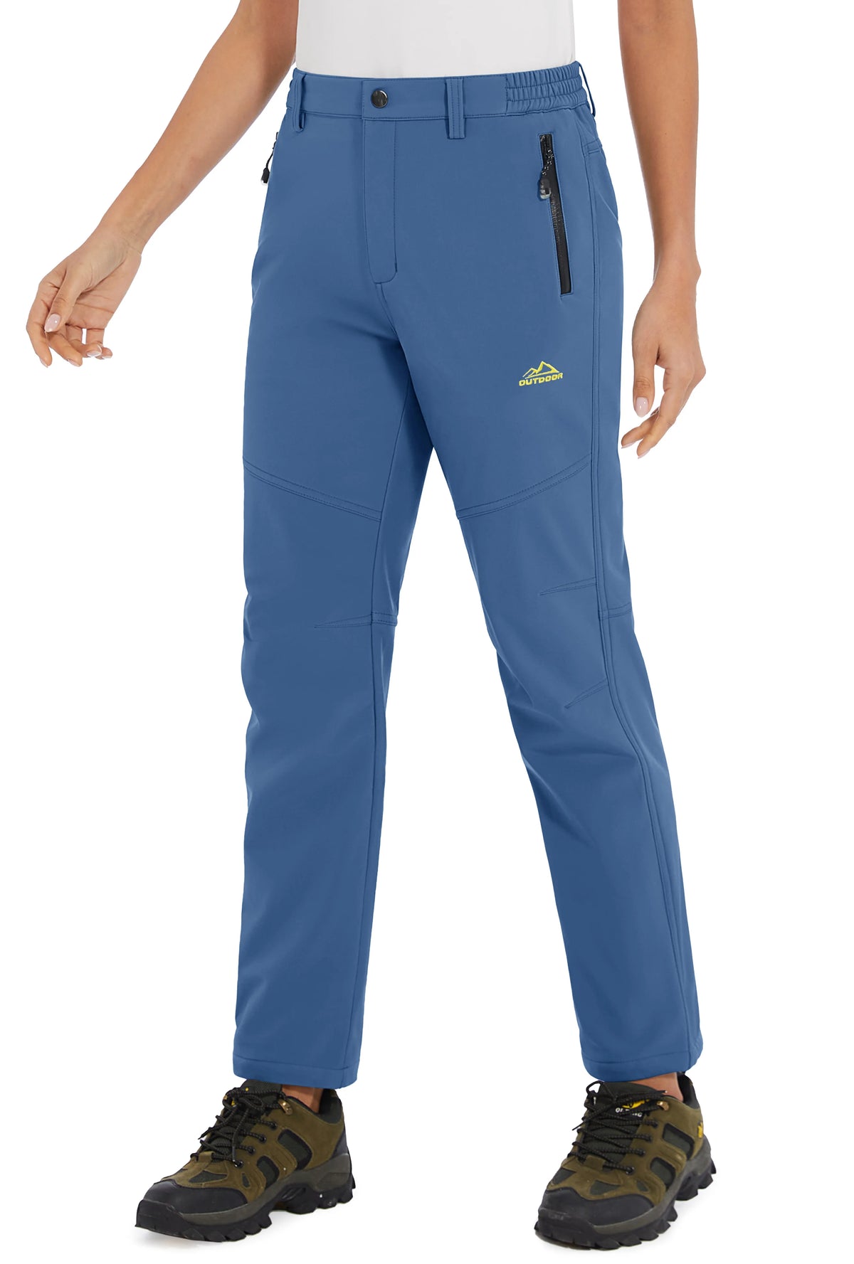 White women's winter waterproof pants by Tacvasen, featuring a snug fit and durable material for cold weather protection.