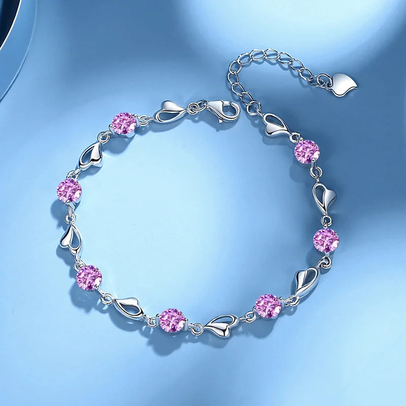Sterling silver S925 love bracelet with luxurious crystal from Corporación Turística, featuring a delicate and elegant design.