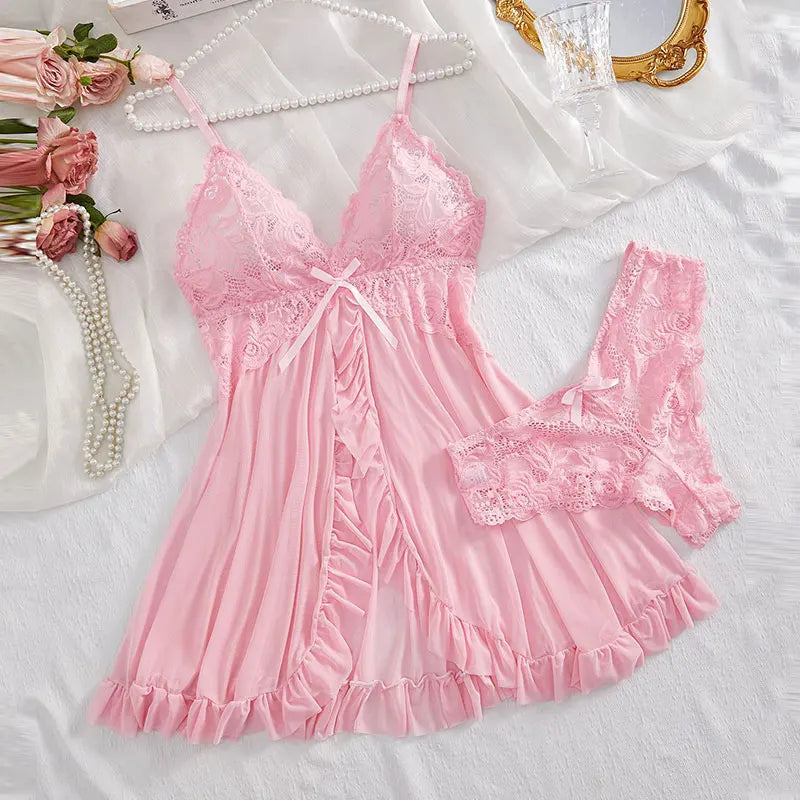White summer camisón and suspender set by Corporación Turística, ultrafino lightweight fabric, relaxed fit, perfect for warm weather.