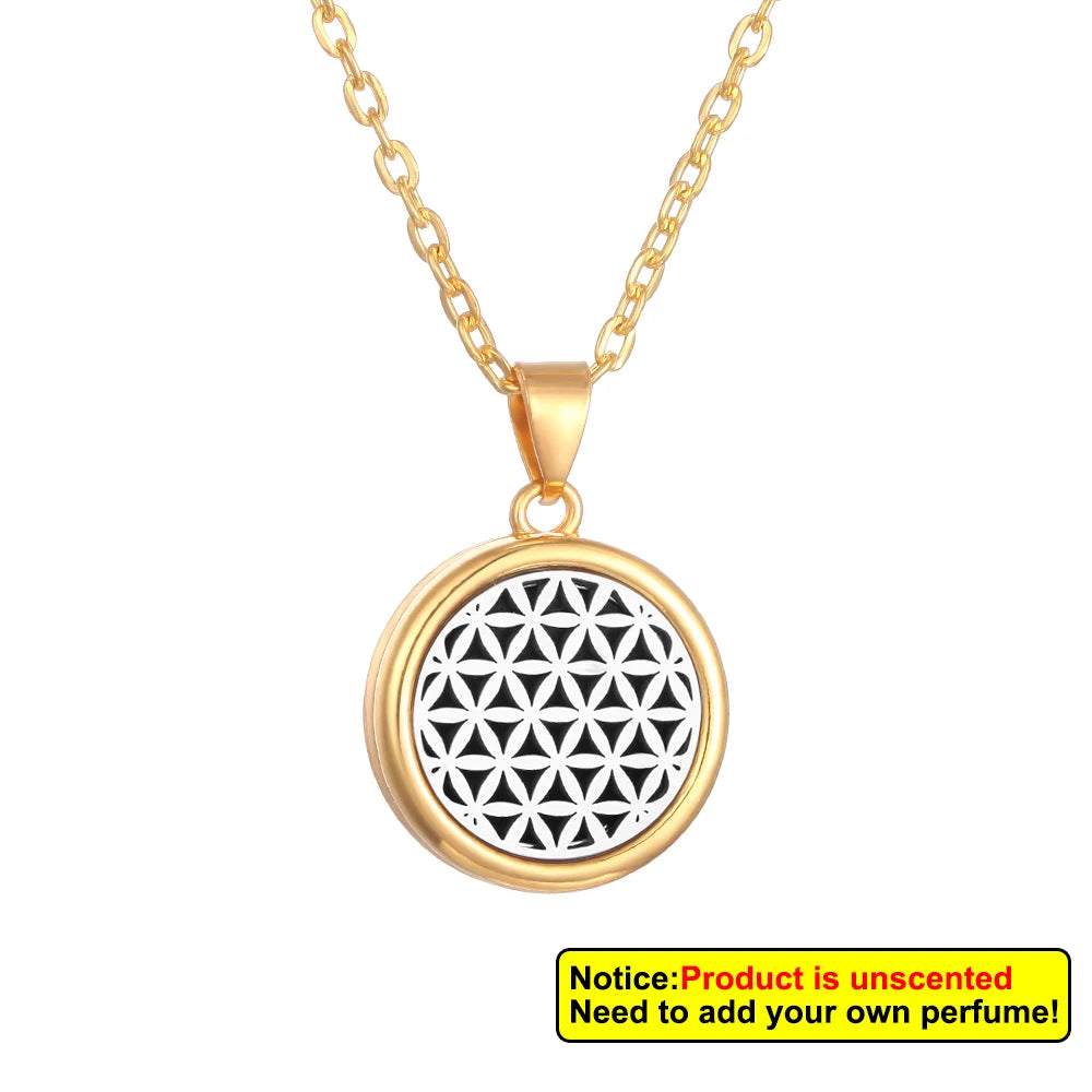 Aromatherapy diffuser collar with a floral tree of life design, made by Corporación Turística, featuring intricate details in metal.